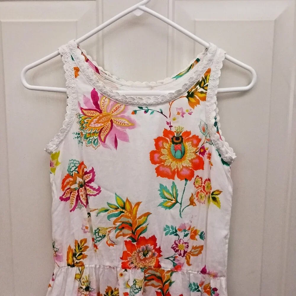 Girls Gap Size 12 Summer Floral Lined Tank Dress‎ White